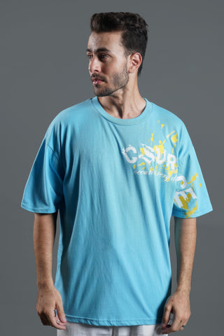 GRAPHIC SLEEVE OCEAN BLUE T-SHIRT